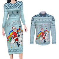 Unicorn - Make Christmas Magical Again Couples Matching Long Sleeve Bodycon Dress and Long Sleeve Button Shirt LT7 - Wonder Print Shop
