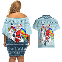 Unicorn - Make Christmas Magical Again Couples Matching Off Shoulder Short Dress and Hawaiian Shirt LT7 - Wonder Print Shop