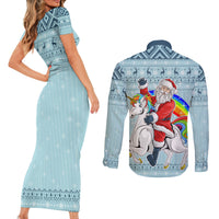 Unicorn - Make Christmas Magical Again Couples Matching Short Sleeve Bodycon Dress and Long Sleeve Button Shirt LT7 - Wonder Print Shop