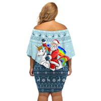 Unicorn - Make Christmas Magical Again Off Shoulder Short Dress - Wonder Print Shop