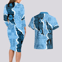 Bula Fiji Tapa Mix Christmas Couples Matching Long Sleeve Bodycon Dress and Hawaiian Shirt Vintage Style LT7 - Wonder Print Shop