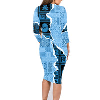 Bula Fiji Tapa Mix Christmas Family Matching Long Sleeve Bodycon Dress and Hawaiian Shirt Vintage Style LT7 - Wonder Print Shop