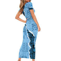 Bula Fiji Tapa Mix Christmas Family Matching Short Sleeve Bodycon Dress and Hawaiian Shirt Vintage Style - Wonder Print Shop