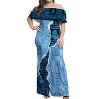 Bula Fiji Tapa Mix Christmas Off Shoulder Maxi Dress Vintage Style - Wonder Print Shop