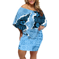 Bula Fiji Tapa Mix Christmas Off Shoulder Short Dress Vintage Style - Wonder Print Shop