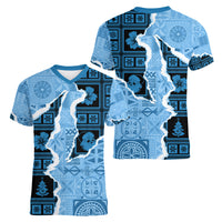 Bula Fiji Tapa Mix Christmas Women V Neck T Shirt Vintage Style - Wonder Print Shop