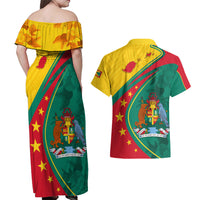 Grenada Couples Matching Off Shoulder Maxi Dress and Hawaiian Shirt Stars and Bougainvillea LT7 - Wonder Print Shop