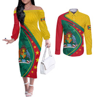 grenada-couples-matching-off-the-shoulder-long-sleeve-dress-and-long-sleeve-button-shirt-stars-and-bougainvillea