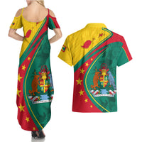 Grenada Couples Matching Summer Maxi Dress and Hawaiian Shirt Stars and Bougainvillea LT7 - Wonder Print Shop