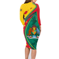 Grenada Family Matching Long Sleeve Bodycon Dress and Hawaiian Shirt Stars and Bougainvillea LT7 - Wonder Print Shop