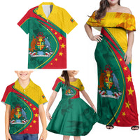 Grenada Family Matching Off Shoulder Maxi Dress and Hawaiian Shirt Stars and Bougainvillea LT7 - Wonder Print Shop