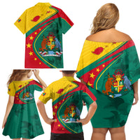 Grenada Family Matching Off Shoulder Short Dress and Hawaiian Shirt Stars and Bougainvillea LT7 - Wonder Print Shop