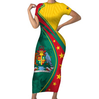 Grenada Family Matching Short Sleeve Bodycon Dress and Hawaiian Shirt Stars and Bougainvillea - Wonder Print Shop