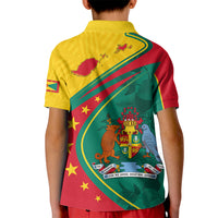 Grenada Kid Polo Shirt Stars and Bougainvillea - Wonder Print Shop
