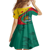 Grenada Kid Short Sleeve Dress Stars and Bougainvillea - Wonder Print Shop