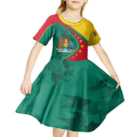 Grenada Kid Short Sleeve Dress Stars and Bougainvillea - Wonder Print Shop