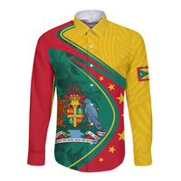 Grenada Long Sleeve Button Shirt Stars and Bougainvillea - Wonder Print Shop