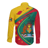 Grenada Long Sleeve Button Shirt Stars and Bougainvillea - Wonder Print Shop