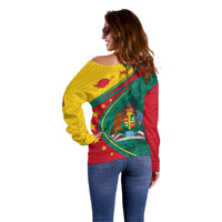 Grenada Off Shoulder Sweater Stars and Bougainvillea - Wonder Print Shop