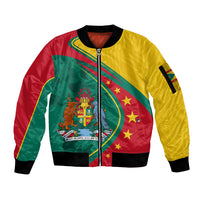 Grenada Sleeve Zip Bomber Jacket Stars and Bougainvillea - Wonder Print Shop