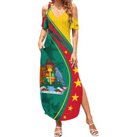 Grenada Summer Maxi Dress Stars and Bougainvillea - Wonder Print Shop