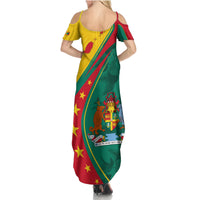 Grenada Summer Maxi Dress Stars and Bougainvillea - Wonder Print Shop