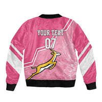 Personalized South Africa WC2026 Sleeve Zip Bomber Jacket Springboks Special Pink