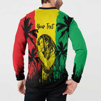 Reggae Soul B.Marley Personalized Button Sweatshirt Tropical Grunge