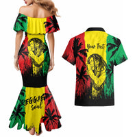 Reggae Soul B.Marley Personalized Couples Matching Mermaid Dress and Hawaiian Shirt Tropical Grunge