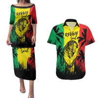 Reggae Soul B.Marley Personalized Couples Matching Puletasi and Hawaiian Shirt Tropical Grunge