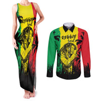 Reggae Soul B.Marley Personalized Couples Matching Tank Maxi Dress and Long Sleeve Button Shirt Tropical Grunge