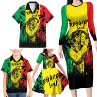 Reggae Soul B.Marley Personalized Family Matching Long Sleeve Bodycon Dress and Hawaiian Shirt Tropical Grunge