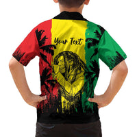 Reggae Soul B.Marley Personalized Family Matching Off The Shoulder Long Sleeve Dress and Hawaiian Shirt Tropical Grunge