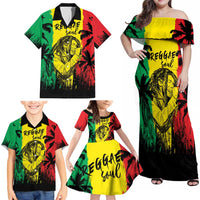 Reggae Soul B.Marley Personalized Family Matching Off Shoulder Maxi Dress and Hawaiian Shirt Tropical Grunge