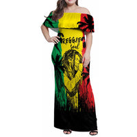 Reggae Soul B.Marley Personalized Family Matching Off Shoulder Maxi Dress and Hawaiian Shirt Tropical Grunge