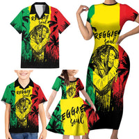 Reggae Soul B.Marley Personalized Family Matching Short Sleeve Bodycon Dress and Hawaiian Shirt Tropical Grunge