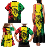 Reggae Soul B.Marley Personalized Family Matching Tank Maxi Dress and Hawaiian Shirt Tropical Grunge