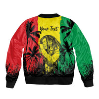 Reggae Soul B.Marley Personalized Sleeve Zip Bomber Jacket Tropical Grunge