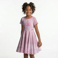 Afro Vodou Erzulie Freda Kid Short Sleeve Dress Hibiscus & Pearls