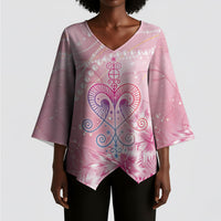Afro Vodou Erzulie Freda Kimono Sleeve Blouse Hibiscus & Pearls