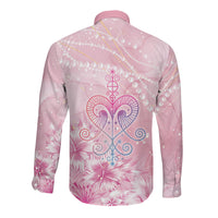 Afro Vodou Erzulie Freda Long Sleeve Button Shirt Hibiscus & Pearls