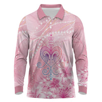 Afro Vodou Erzulie Freda Long Sleeve Polo Shirt Hibiscus & Pearls