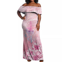 Afro Vodou Erzulie Freda Off Shoulder Maxi Dress Hibiscus & Pearls