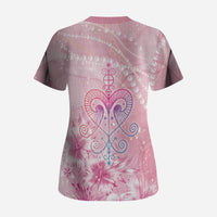 Afro Vodou Erzulie Freda Scrub Top Hibiscus & Pearls