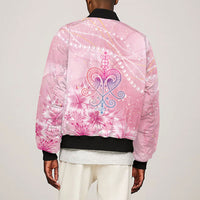 Afro Vodou Erzulie Freda Sleeve Zip Bomber Jacket Hibiscus & Pearls