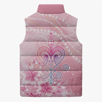Afro Vodou Erzulie Freda Sleeveless Puffer Jacket Hibiscus & Pearls