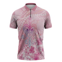 Afro Vodou Erzulie Freda Zipper Polo Shirt Hibiscus & Pearls