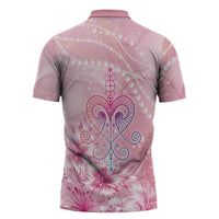 Afro Vodou Erzulie Freda Zipper Polo Shirt Hibiscus & Pearls
