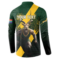 Personalised South Africa Rugby Button Sweatshirt Proud Bokke We Are Champions LT7 - Wonder Print Shop