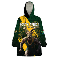 Personalised South Africa Rugby Wearable Blanket Hoodie Proud Bokke We Are Champions - Wonder Print Shop
